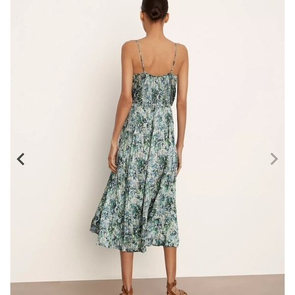 NWOT Vince Dress Painted floral camisole green midi sundress dress size L - Picture 4 of 8